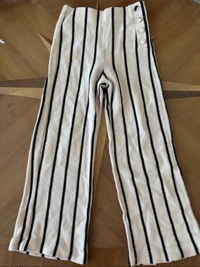 2/$15 - Zara Cream and Black Striped Knit Sailor Pants